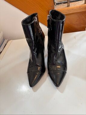 BCBGeneration Black Patent Pointed Toe Ankle Boots